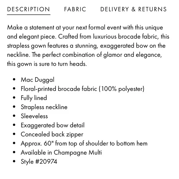 Elegant Floral Strapless Gown - size 12 - Mac Duggal Dress